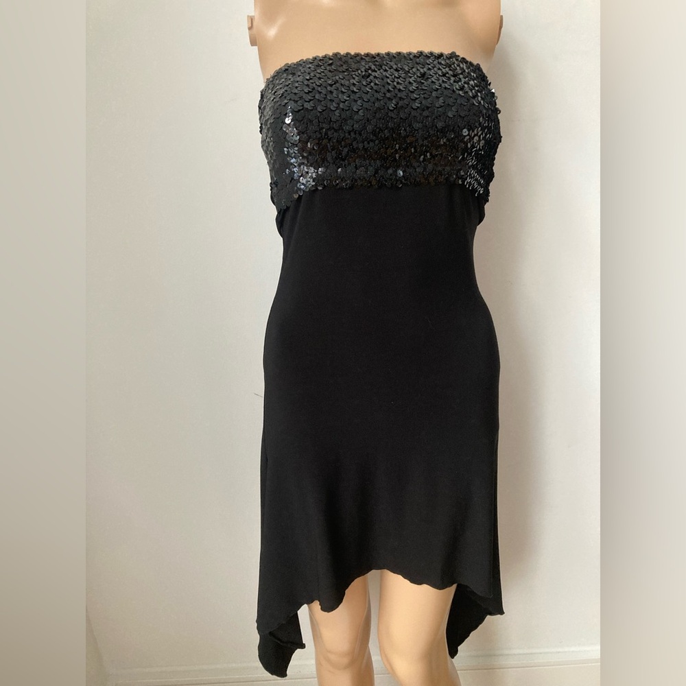 Black Strapless Sequin Dress